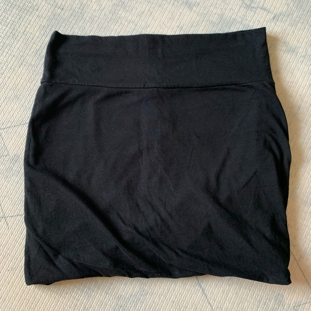 Black basic cotton jersey mini skirt